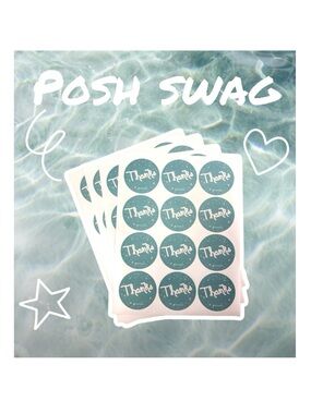 new Poshmark ★ Set 48 Thank You Stickers ★ Blue ★ 2.5” Round ★ Limited Edition ★